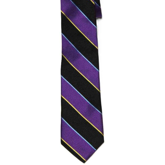 Ben Sherman Silk Tie Purple Black Blue Gold Men's Long Narrow - Picture 1 of 2